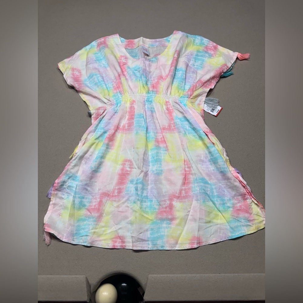 Cat & Jack Pastel Tie-Dye Short Sleeve Dress - Pink, Blue, Yellow, Purple